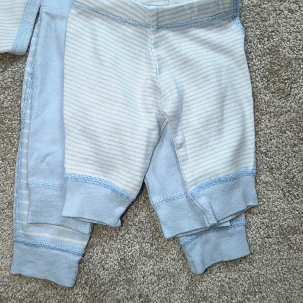 Moon and Back Hanna Andersson Baby 4pc Organic Cotton Set Blue White Striped NB